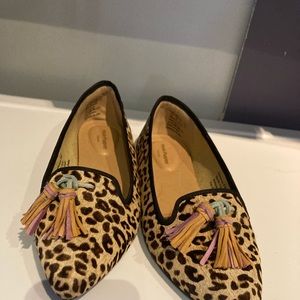 Leopard flats, genuine fur.